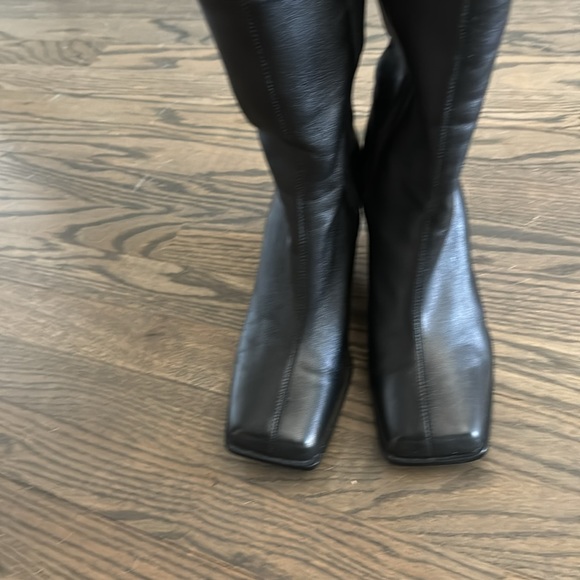 MANGO New…Black Leather wedge boots 39 fits 8.5-9 never worn - Picture 5 of 6